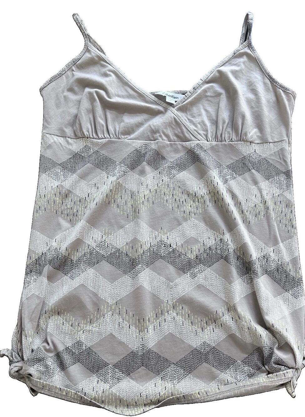 Women's Calvin Klein Spaghetti Strap Indie Print Babydoll Cami Cotton Tie SZ M